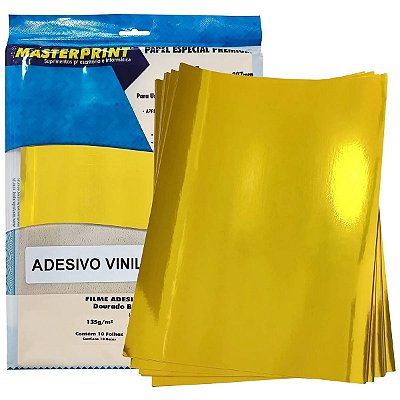 FILME ADESIVO VINIL DOURADO GLOSSY MASTERPRINT A4 10 FOLHAS 135G