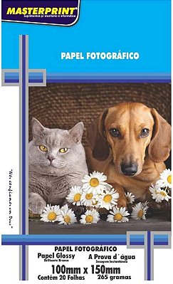 PAPEL FOTO GLOSSY 10 X 15 CM 265G 20 FOLHAS MASTERPRINT