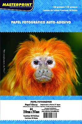 PAPEL FOTO GLOSSY ADESIVO 130G MASTERPRINT A4 50 FOLHAS