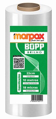 BOPP BRILHO PARA LAMINAÇÃO A4 18 MICRAS 22 CM X 10 METROS MARPAX BO0001