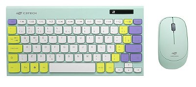 KIT TECLADO + MOUSE SEM FIO VERDE TKL C3TECH K-W71GN
