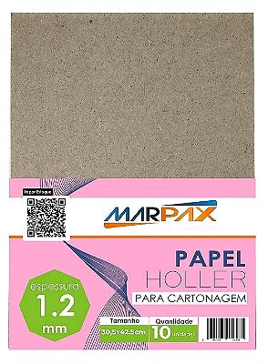 PAPEL HOLLER PARA CARTONAGEM 1,2 MM A3 30,5 X 42,5 CM 10 UNIDADES MARPAX