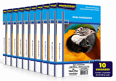 10 PACOTES PAPEL FOTO MASTERPRINT GLOSSY A4 180G 50 FOLHAS