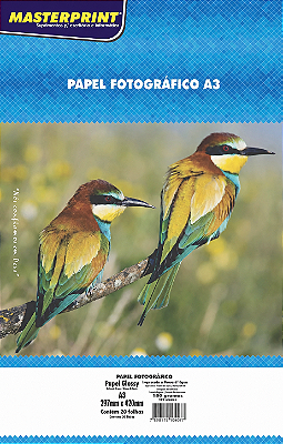 PAPEL FOTO GLOSSY A3 180G 20 FOLHAS MASTERPRINT