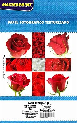 PAPEL FOTO GLOSSY TEXTURA PÉROLA A4 200G 20 FOLHAS MASTERPRINT