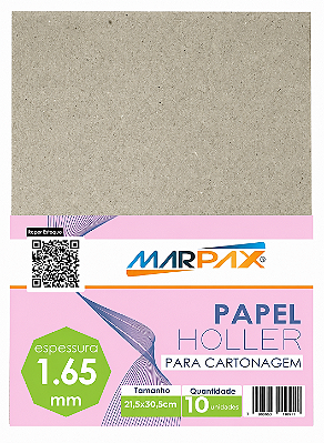 PAPEL HOLLER PARA CARTONAGEM 1,65 MM A4 21,5 X 30,5 CM 10 UNIDADES MARPAX PC1634