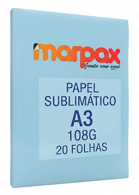 PAPEL SUBLIMÁTICO PARA SUBLIMAÇÃO A3 AZUL 108G 20 FOLHAS MARPAX PE0310