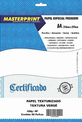 PAPEL TEXTURA VERGÊ A4 120G 50 FOLHAS MASTERPRINT