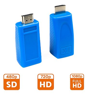ADAPTADOR HDMI X RJ45 PLUSCABLE ADP-HDMIRJ45BL TRANSFORME CABO DE REDE EM CABO HDMI