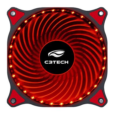 COOLER FAN LED VERMELHO 12 CM C3TECH F7-L130RD P/ GABINETE 30 LEDS