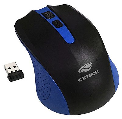 MOUSE SEM FIO WIRELESS AZUL C3TECH M-W20BL ALCANCE 12 METROS 1000 DPI