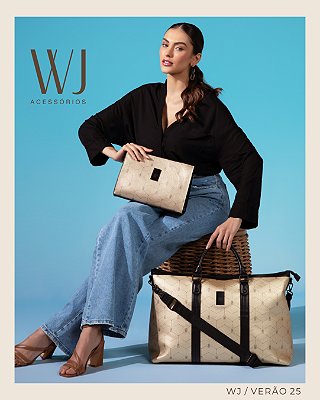 BOLSA UTILITARIA GRANDE COM ESTAMPA MONOGRAMA OURO - 110191-106 - COLEÇÃO WJ VERÃO 2025