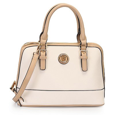 Bolsa Satchel Grande Bicolor 46141-211 - Bege - Coleção WJ Acessórios - Inverno 2025