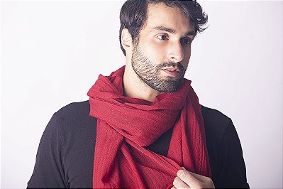 Pashmina Masculina 100% Lã da Kashmira Vermelha