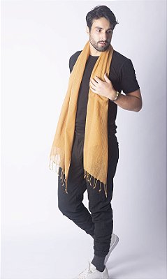 Pashmina Masculina 100% Lã da Kashmira Caramelo