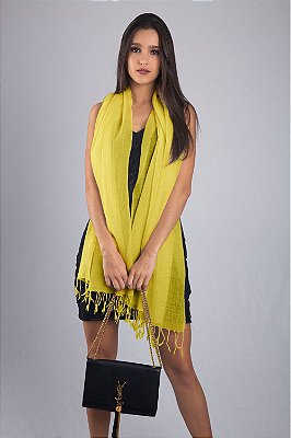 Pashmina 100% Lã da Kashmira Amarela