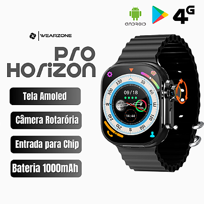 Smartwatch Horizon Pro 4G AMOLED | Câmera Rotatória + NFC | 64Gb de Armazenamento e 4Gb de Ram