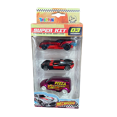 Trio de Carros Super Kit C/ 03 Hot Speed