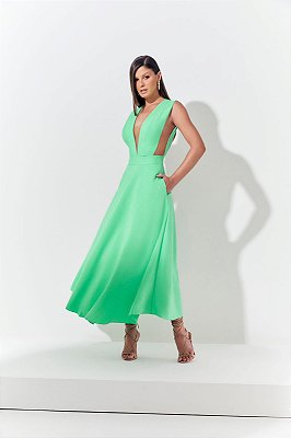 vestido midi verde angela - carol dias