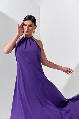 vestido longo roxo solange - carol dias