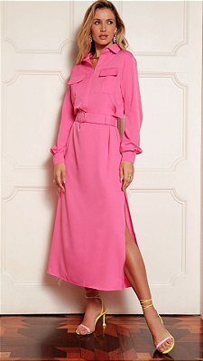 vestido midi rosa luciana - desnude