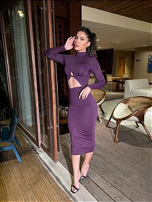 Vestido roxo midi andreia - carol dias