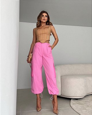 Calça Rosa Lisa - cloude