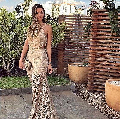 Vestido Longo Dourado Maisa - Aquarella