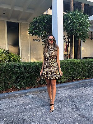 Vestido Curto Animal Print Taline - Cloude