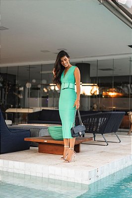 Vestido Midi verde diana - Cloude