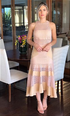 Vestido Midi nude raquel - Cloude