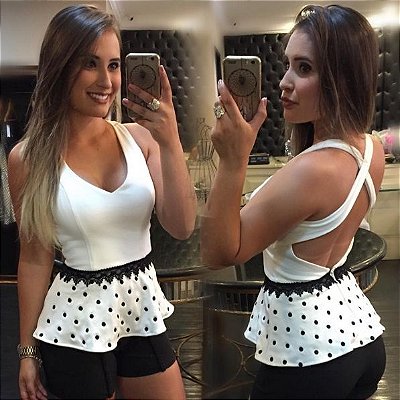 Blusa Nude Peplum Rendada Mabô Boutique Loja especializada em moda feminina