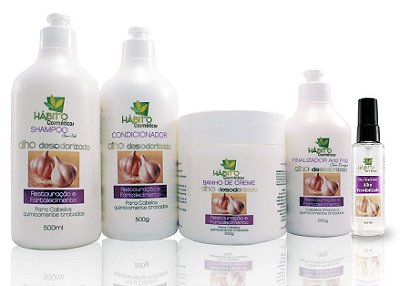 Hábito Cosméticos Alho Desodorizado Restauração E Fortalecimento Pós Quimica Kit Completo