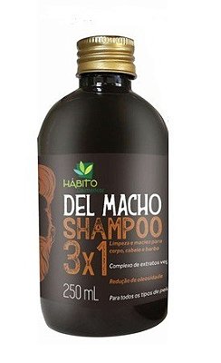 Shampoo Mascuino 3X1 Redutor De Oleosidade Del Macho Hábito Cosméticos