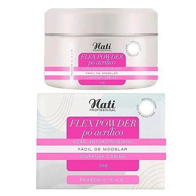 Pó Acrílico Alongamento Nati Flex Powder Branco Puro 20g