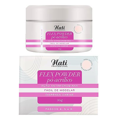 Pó Acrílico Alongamento Nati FLEX POWDER - Rosa Natural