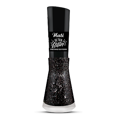 Esmalte Preto Nati Ultra Glitter Pretinho Do Poder