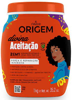 Origem Creme Divina Aceitação 2em1 Para Cabelos Em Transição