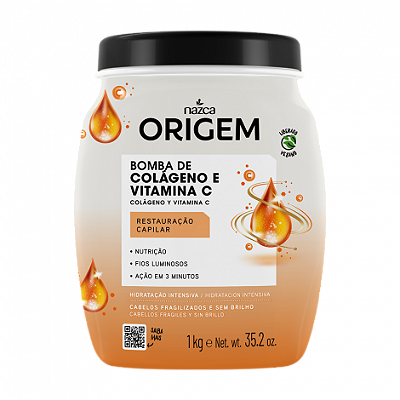 Origem Mascara Bomba De Colágeno E Vitamina C Restauração Capilar 1kg