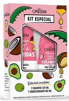 Origem Mel E Ceramidas Kit Shampoo 325mL E Condicionador 180mL