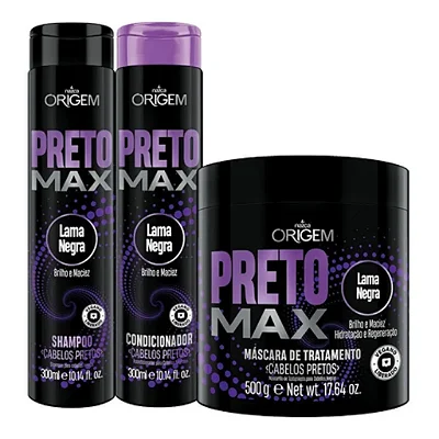Origem Preto Max Kit Lama Negra Competo Para Cabelos Pretos