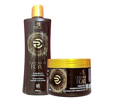 Shampoo E Máscara Castanho Royal Marrom Intenso Hábito Cosméticos