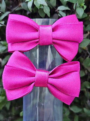 Lacinho de Cetim Rosa Pink Gravatinha Parzinho Feito na Xuxinha