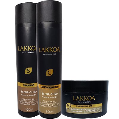 Lakkoa Elixir Ouro Recuperação e Regeneração dos Fios Kit 3 Passos