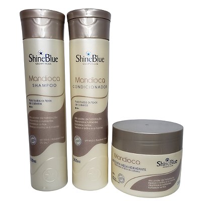 Shine Blue Kit Mandioca Hidratação E Nutrição 3 Passos
