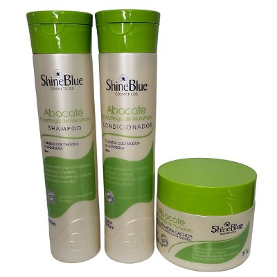 Shine Blue Kit Abacate E Murumuru Hidratação Cabelos Cacheados E Ondulados