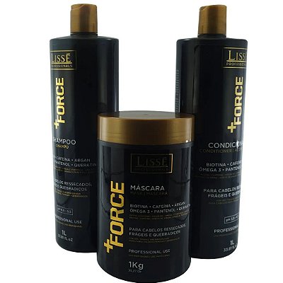 Lissé Kit  Ultra Hidratante + FORCE Shampoo, Condicionador 1L e Mascara 1kg