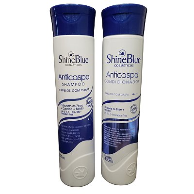 Kit Anticaspa Shine Blue Shampoo e Condicionador Cabelos Com Caspa