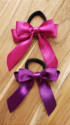 Laço de Cabelo Virginia Parzinho Rosa e Roxo Feito no Cetim e xuxinha