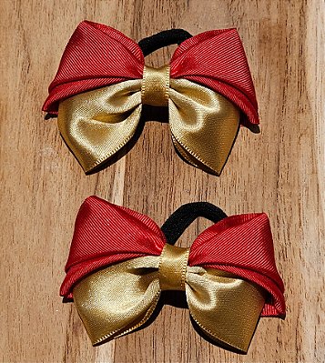 Laço de Cabelo Vermelho e Dourado Parzinho Alice